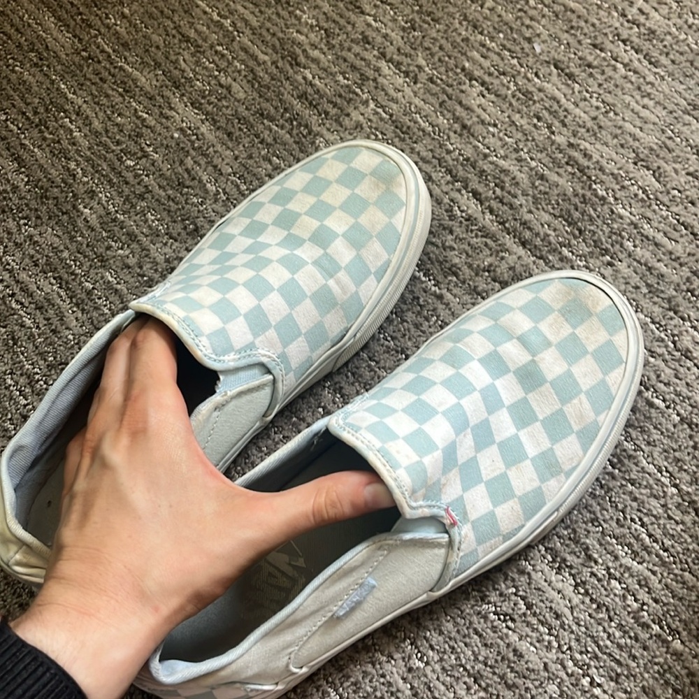 blue checkered vans